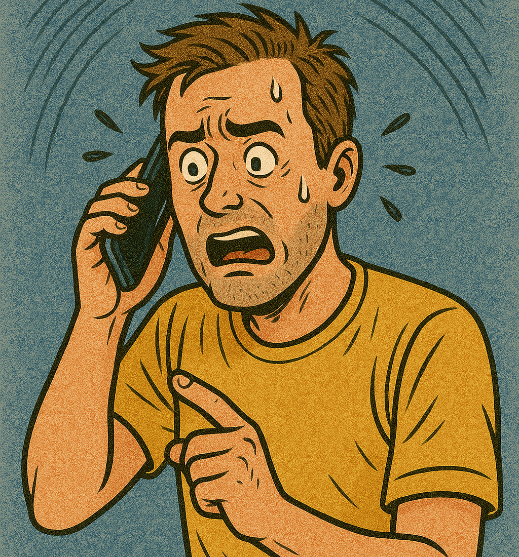 Stressed man call